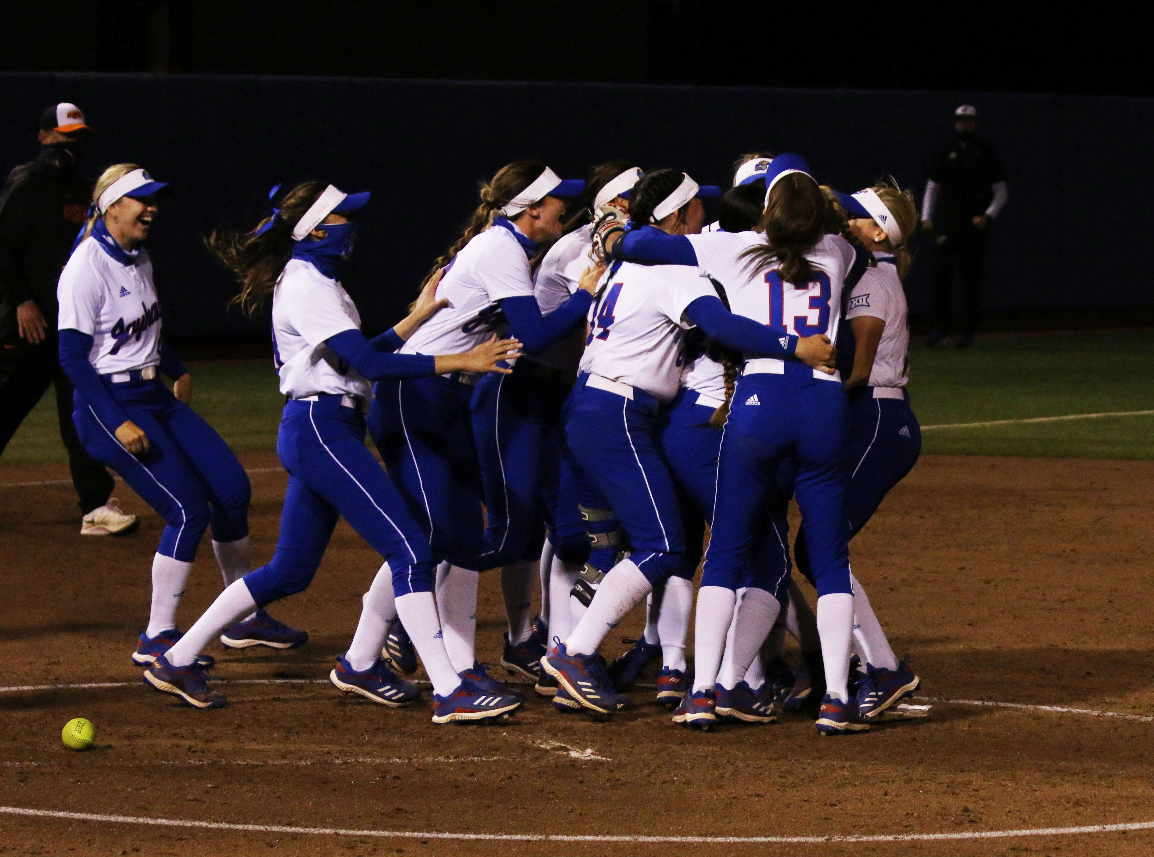 KU softball upset Oklahoma Friday. Photo courtesy <a href="http://kuathletics.com">kuathletics.com</a>