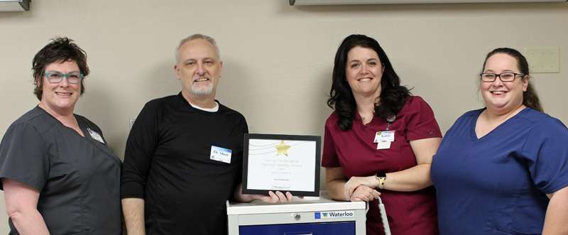 Wound Center personnel, from left:&nbsp;<i>Anne Rose, RN; Dr. William Short; Katie Purdue, RN; Kristen Frieze, RN, COC</i>