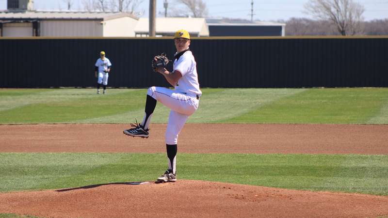 <b>Carl Aikman threw his second complete game of the season to give Cloud County a 4-1 win in game one.</b> Photo by Ella Caudill courtesy Cloud County Sports Information