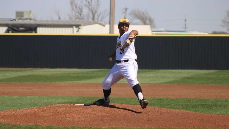 <b>Christian Womble pitched a career-long seven innings and earned his first win of the season on Sunday. </b>Photo by Ella Caudill courtesy&nbsp; CCCC Sports Information