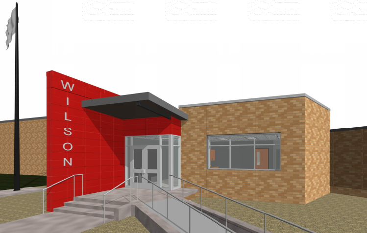 Artist rendering of the new entrance for Wilson Elementary School