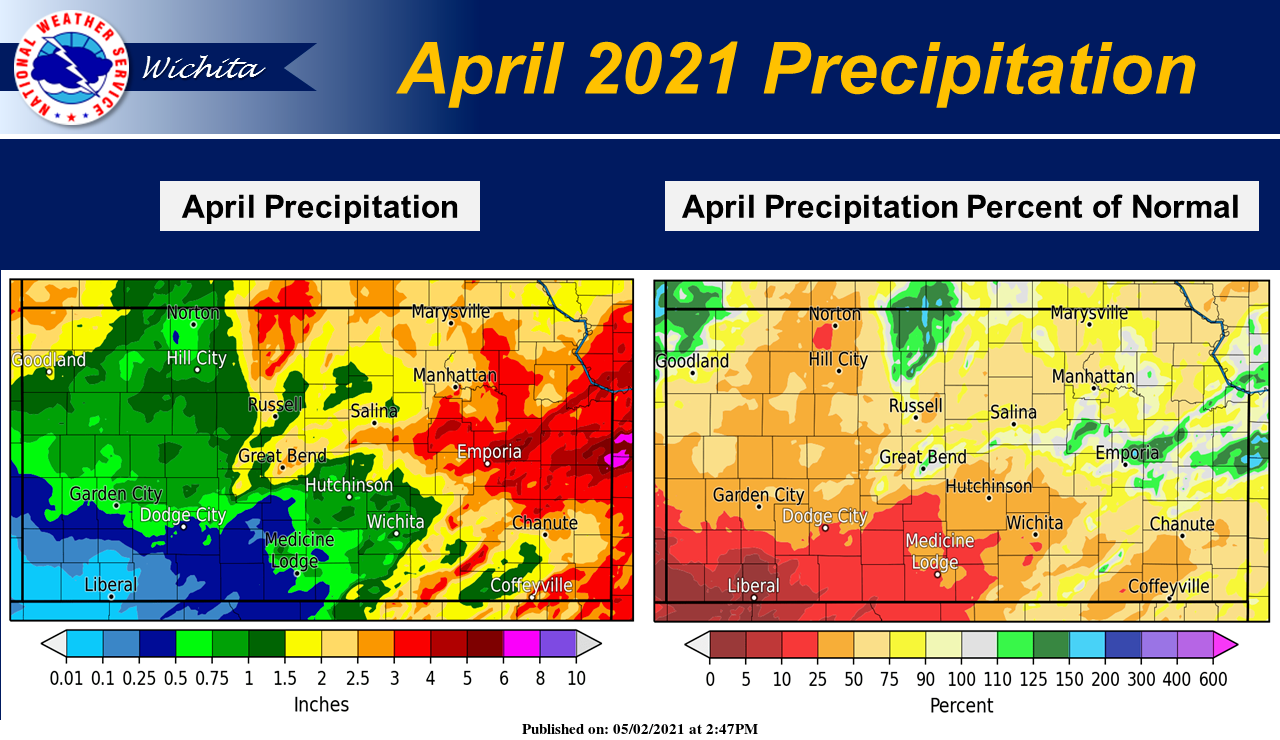 NWS Below normal precipitation across much of the state in April