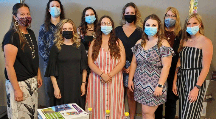 Left to right, those honored were: Kimberly Bassett and Kyle Podowski , of Ogallala; Jessi Swopes, of Arnold; Alicia Brown, of Big Springs; Jessica Rivera, of North Platte; Michaela Holdcroft, of McCook; Brittany Pollard, of Ord; Debra Cleveland, of Keystone, and Raychel Banks, of Hershey.