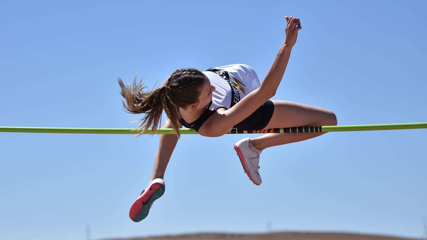 Alexandria Hart wins the high jump Saturday at the MIAA Championships in Pittsburg. (Courtesy FHSU Athletics, Ryan Prickett)