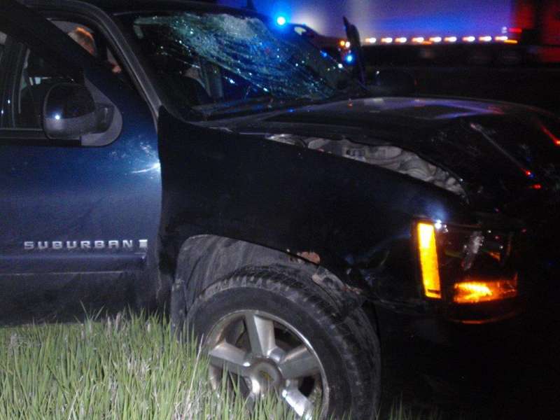 <b>The Suburban ended up in the ditch after the collision. </b>Photo courtesy Saline County Sheriff's Office