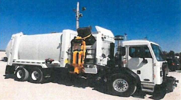 <b>An automated collection truck.</b> Photo courtesy City of Salina