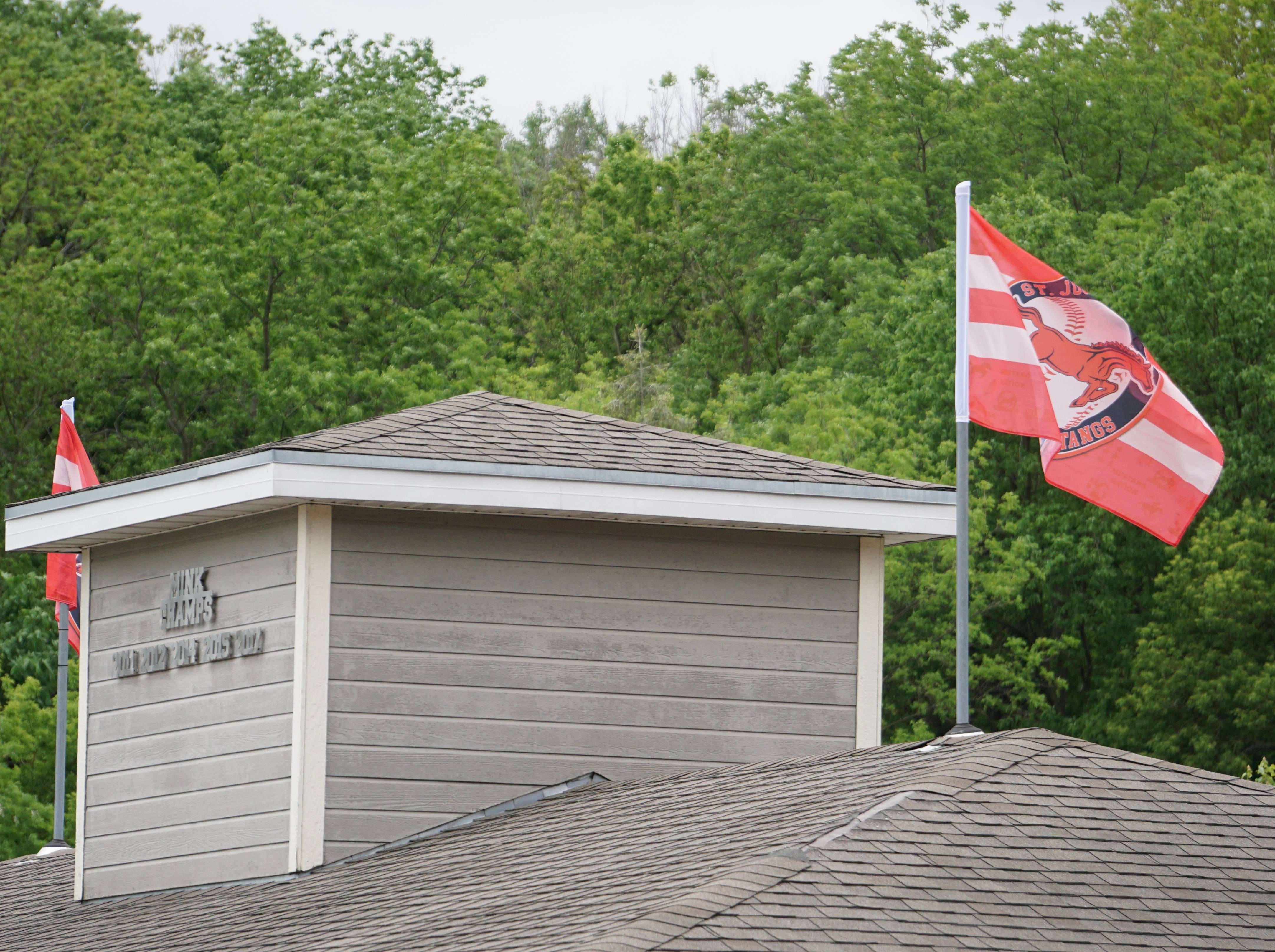 The Mustang flags are back up at Phil Welch Stadium ,as another season of Mustangs baseball gets underway at Phil Welch Stadium tonight. Photo by Tommy Rezac.