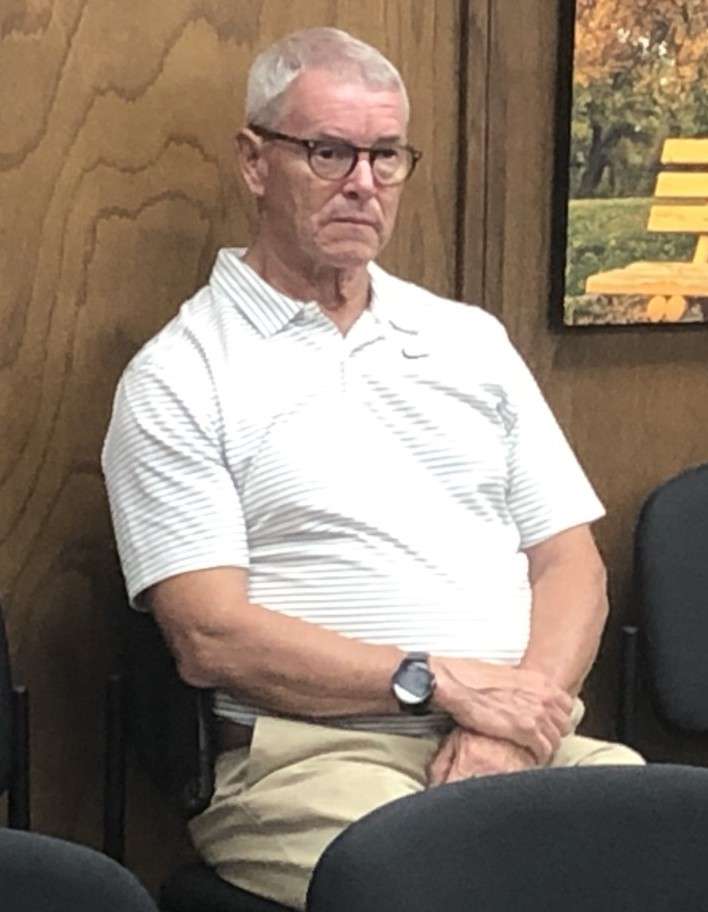 Doug Willams, Grow Hays executive director, listens to Hays city commissioners Thursday night during a discussion about increased funding for economic development in the city's 2022 budget.