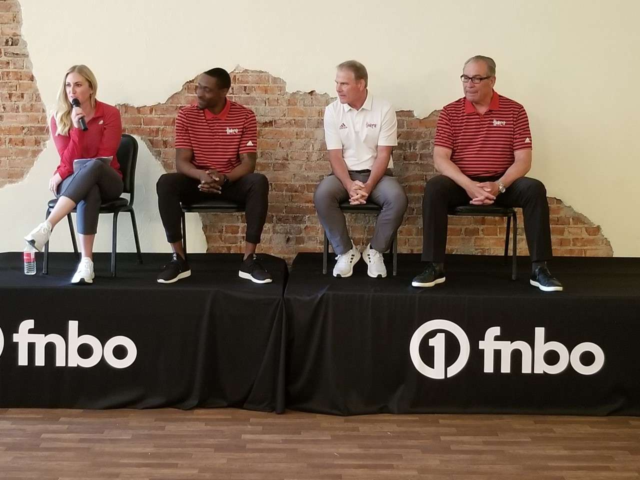 L-R: Mattie Fowler, Husker Athletic Fund;&nbsp; Armon Gates, Mens Basketball Assistant Coach;&nbsp; Mark Manning, Head Wrestling Coach;&nbsp; Bill Moos, Nebraska Athletic Director