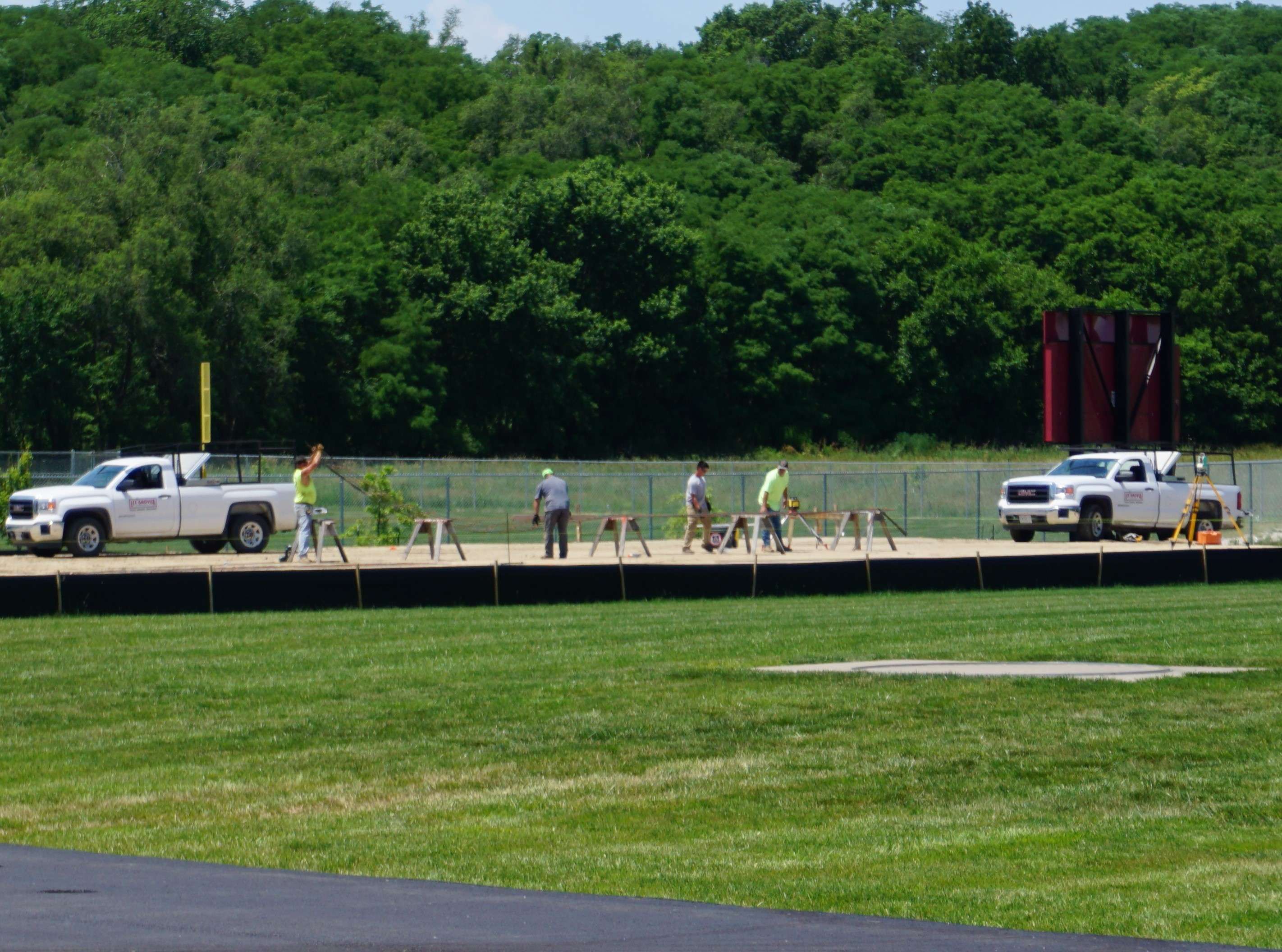 Crews are working on a new 50x100' foot storage and restroom facility, which will be added onto the Lions' Athletic Complex. Photo by Tommy Rezac.