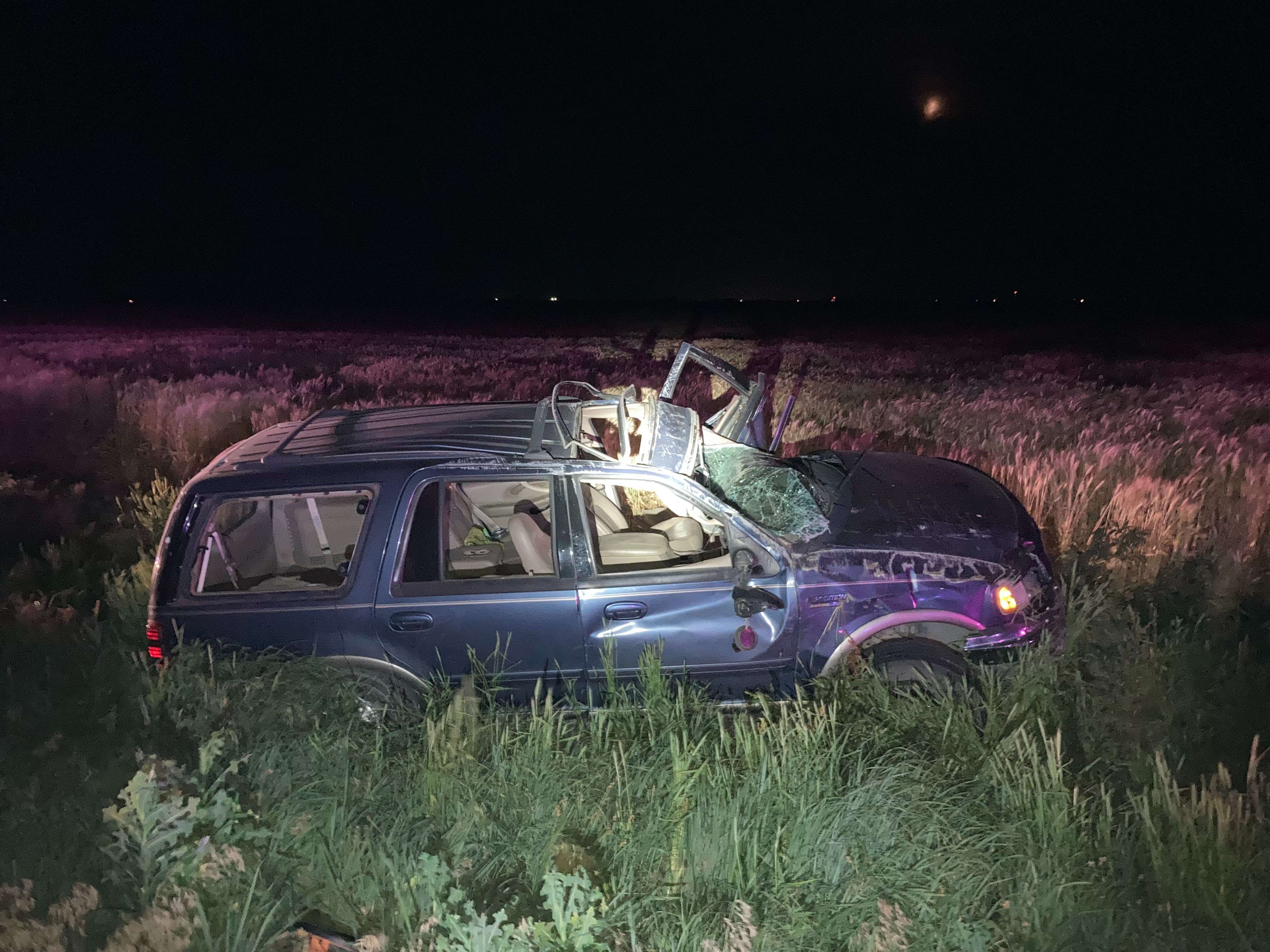 First responders found the teen driver approximately 35 feet beyond where the vehicle came to rest in a wheat field. 
