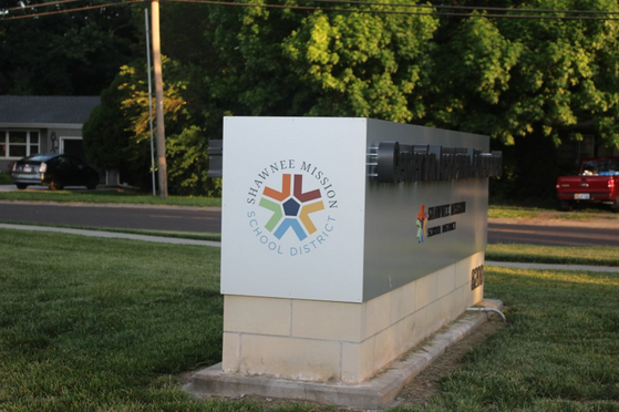 Shawnee Mission school district sign outside of the Center for Academic Excellence. Abigail Censky