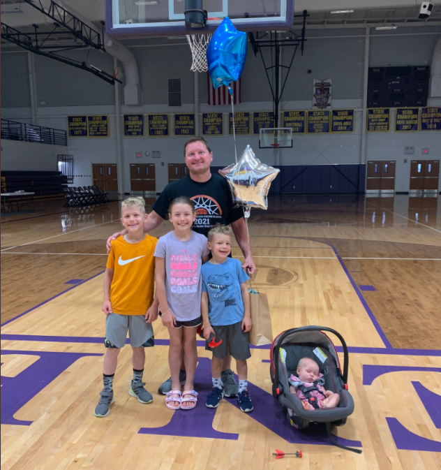 Michael Evans celebrates his final day as athletic director at Bishop LeBlond High School in St. Joseph. Photo courtesy of Becky Evans.