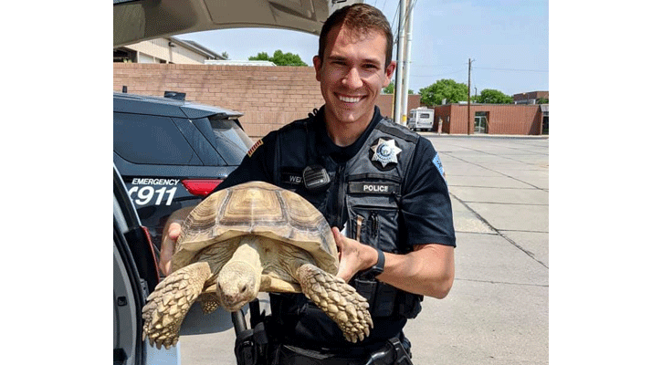 Little Foot with Officer Weitzel (Photo: Scottsbluff police)