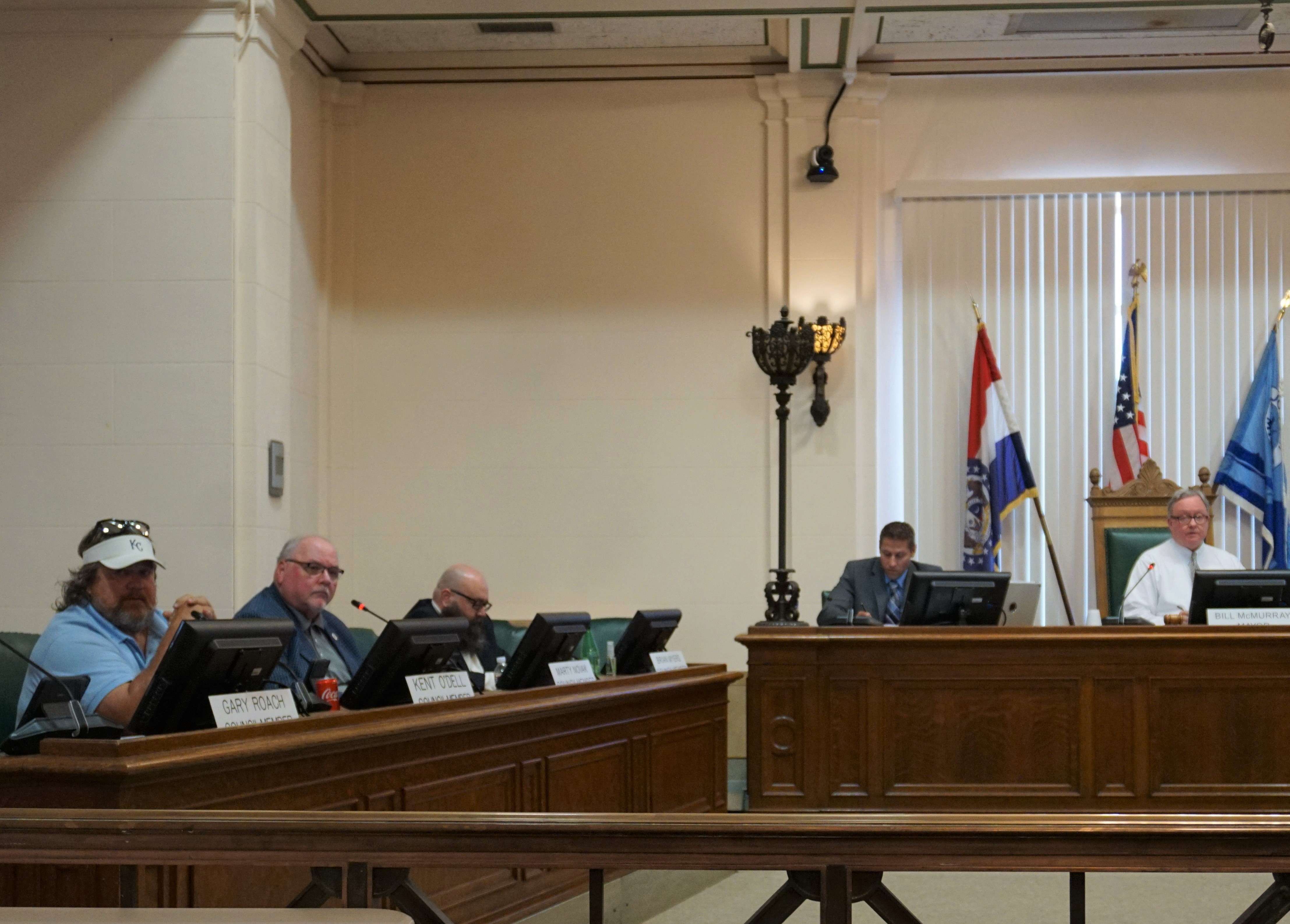 Members of the St. Joseph City Council deliberate on Monday evening at City Hall. Photo by Tommy Rezac.