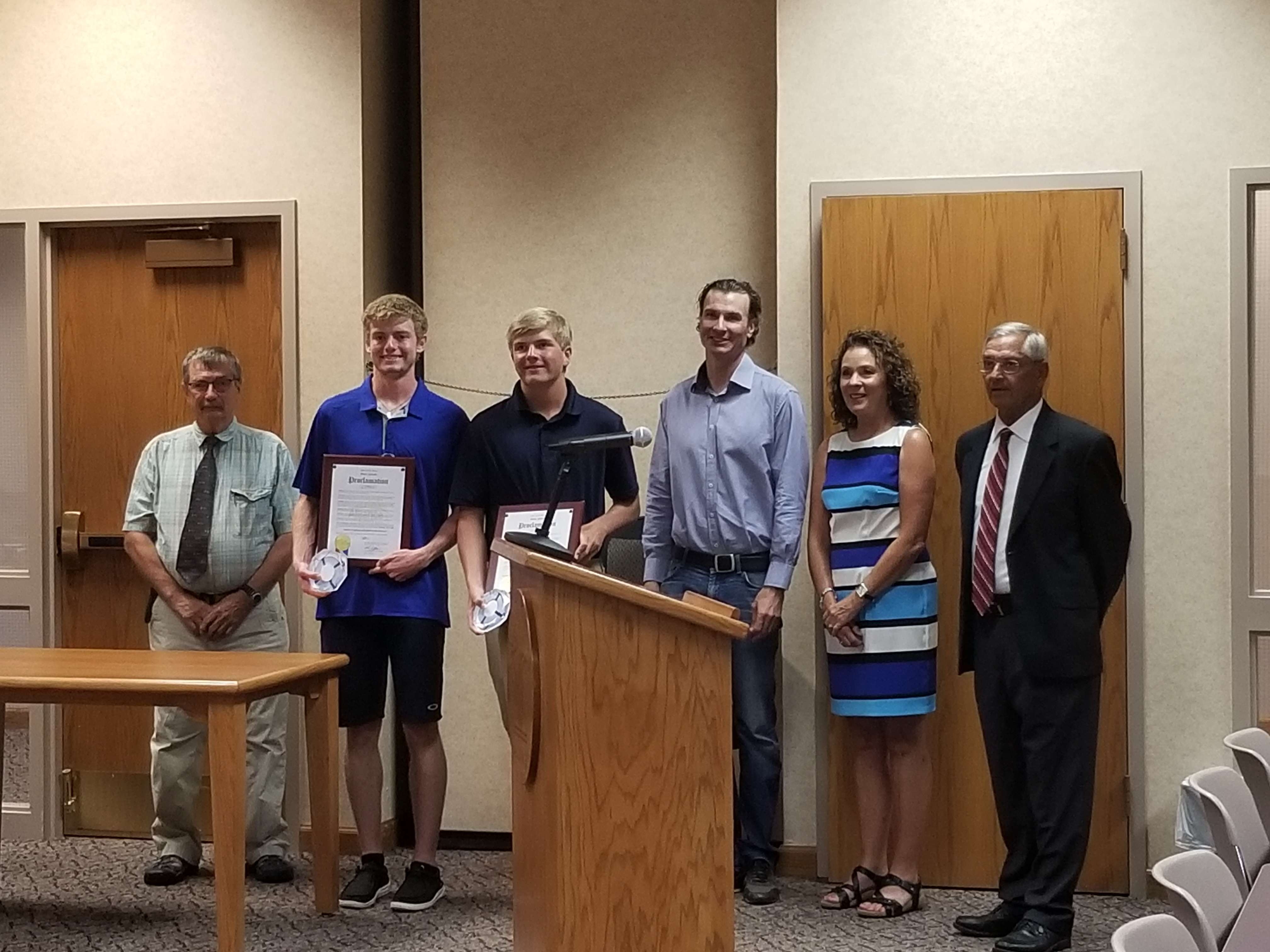 From left to right: Earl Jones, Brock Brass, Drew Varner, Brian Mischnick, Annora Bentley, Mike Dafney