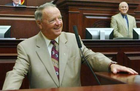 <b>Bobby Bowden in 2007 in the Florida House of Representatives.</b> Photo by Mark Foley, Public domain, via Wikimedia Commons