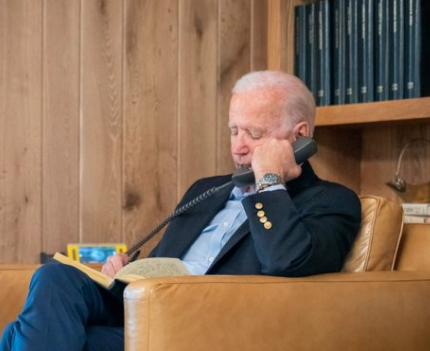 President Biden speaking with Secretary Blinken, Secretary Austin, and National Security Advisor Jake Sullivan about the ongoing efforts to safely drawdown the civilian footprint in Afghanistan-photo courtesy White House