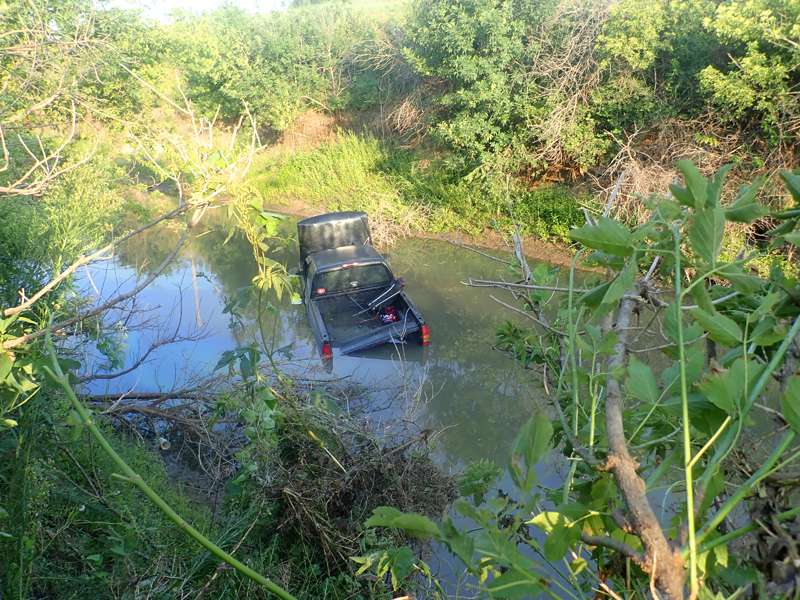 <b>The pickup ended up in four feet of water. </b>Photo courtesy Saline County Sheriff's Office