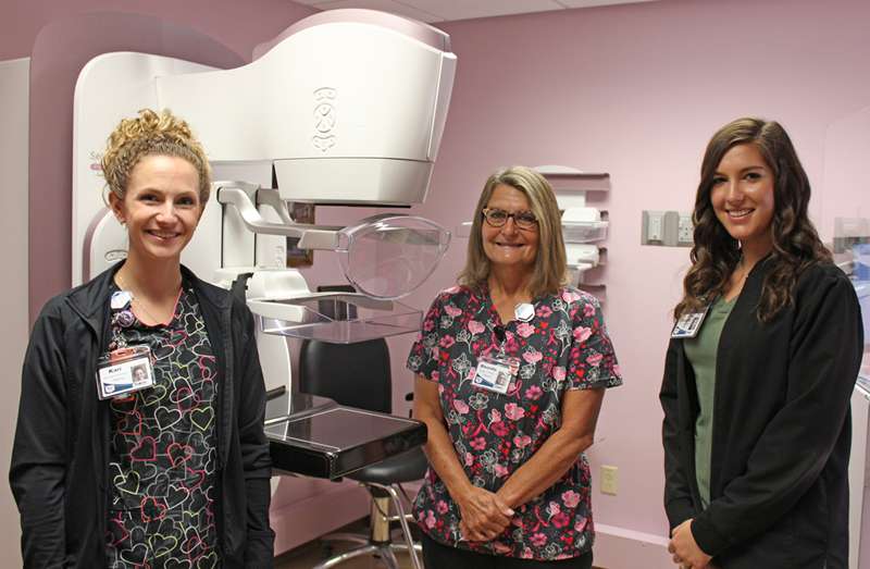 <i><b>From left are Kari Smith, lead mammography technologist; Memorial Hospital Radiology Manager/Mammography Technologist Rhonda Schmid; and Sharon Gleason, mammography technologist. </b>Photo courtesy Memorial Health System</i>