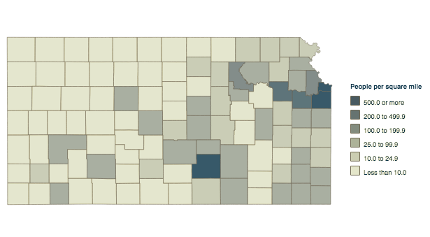 Kansas population density by county / U.S. Census Bureau