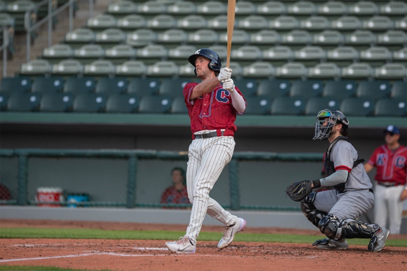 <b>Monarchs Casey Gillaspie hit a two run home run against Sioux City. </b>Photo by John Ellis courtesy Kansas City Monarchs