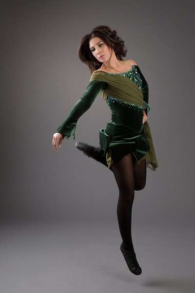 A studio photo of Chadron State College alumna Amber Peterson Gurley of Nunn, Colo., who placed fourth in the U.S. National Irish Dance Championship preliminaries July 6, 2021, in Phoenix. (Courtesy photo used with permission)