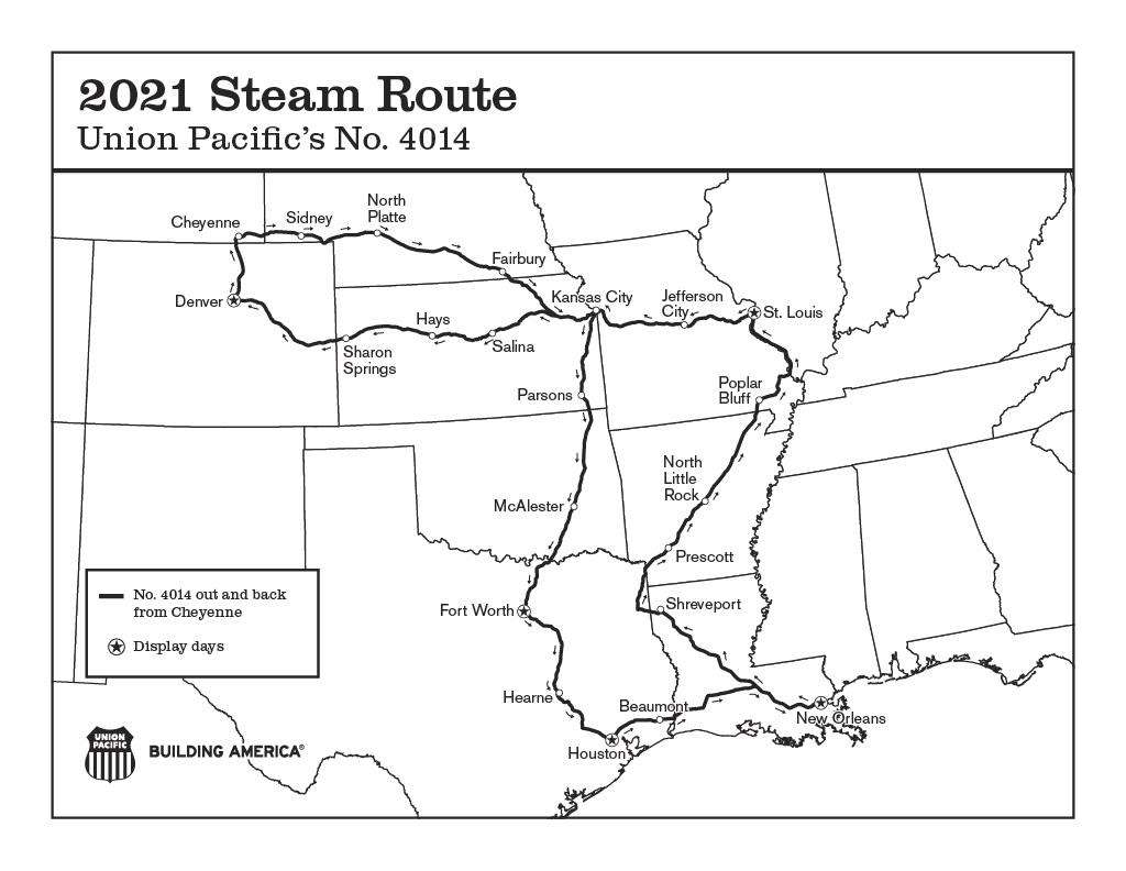 <b>Big Boy's 2021 route.</b> Map courtesy Union Pacific