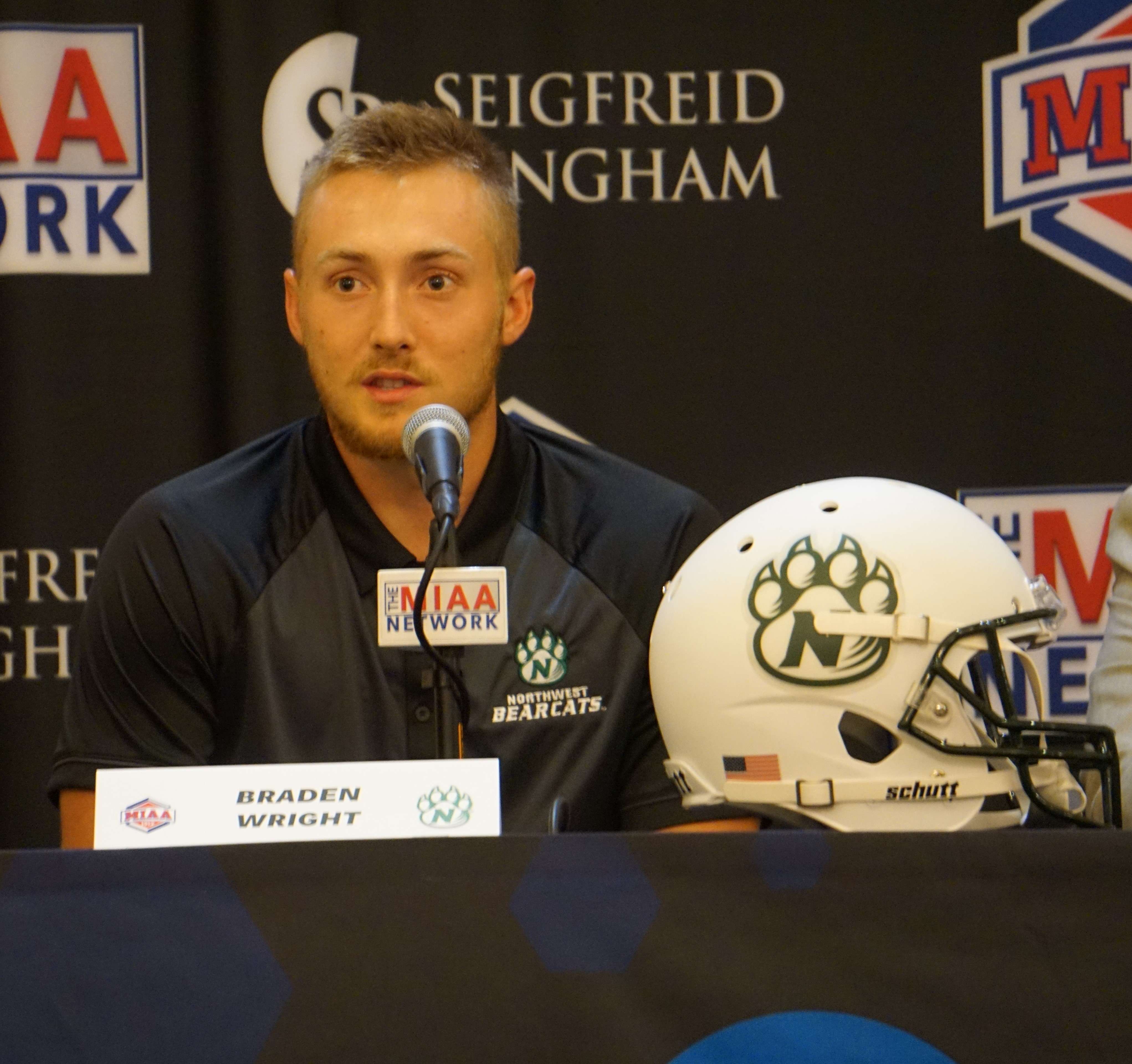 Northwest quarterback Braden Wright passed for three touchdowns in the Bearcats' 50-21 win over Central Washington Saturday. Stock photo by Tommy Rezac.