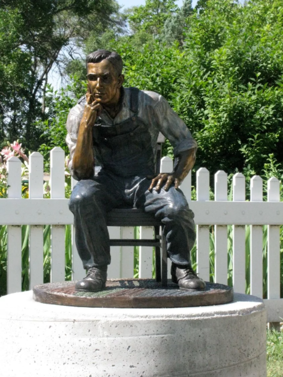 <b>"The American Farmer" by Sondra Johnson of Cambridge, Neb., one of the sculptures in SculptureTour Salina 2021.</b> Photo courtesy <a href="https://www.sculpturetoursalina.net/">SculptureTour Salina</a>