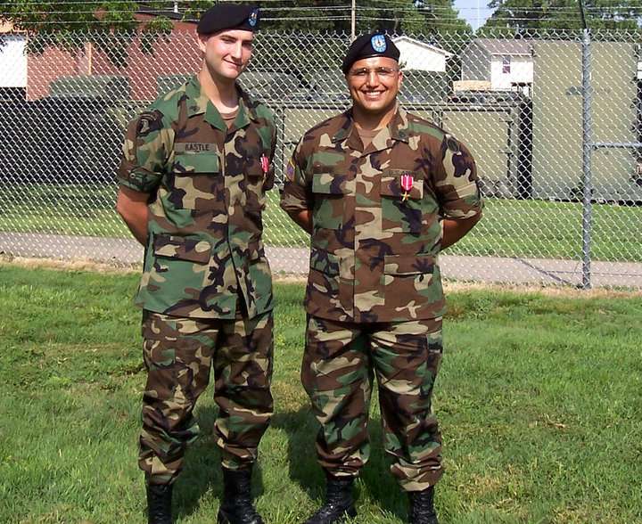 Seth Kastle, left,&nbsp;who is now an assistant professor of leadership studies at Fort Hays State University, was a 20-year-old soldier in the Army Reserves on 9/11.&nbsp; Courtesy photo
