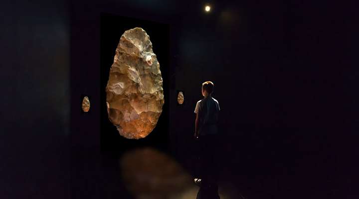 <b>Organized by the Beach Museum of Art in collaboration with K-State Information Technology Services, "45 Paleolithic Handaxes From Transfigurations: Reanimating the Past" is an experimental multimedia installation that features the mysterious beauty of ancient artifacts through specially composed music and unique video animation. </b>Photo by "45 Paleolithic Handaxes," simulation © 2019, Night Fire Films, courtesy Beach Museum of Art