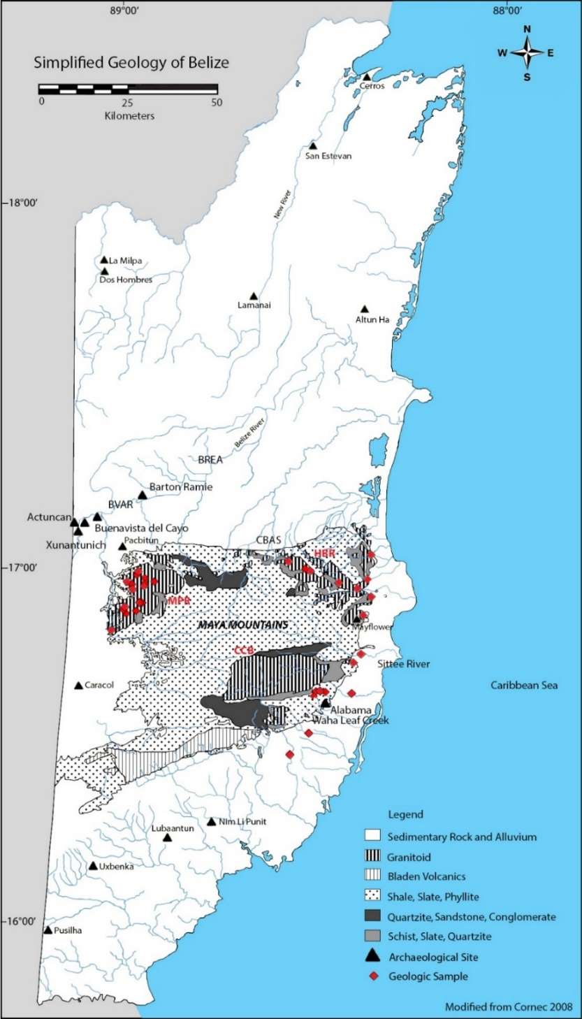 Research by Dr. Tawny Tibbits, Chadron State College Geoscience faculty member, has been published in a peer-reviewed book. Her research analyzes the chemical properties of granite from a 1,000 B.C. Maya quarry in Belize. (Cornec 2015, Tibbits 2016, used with permission)