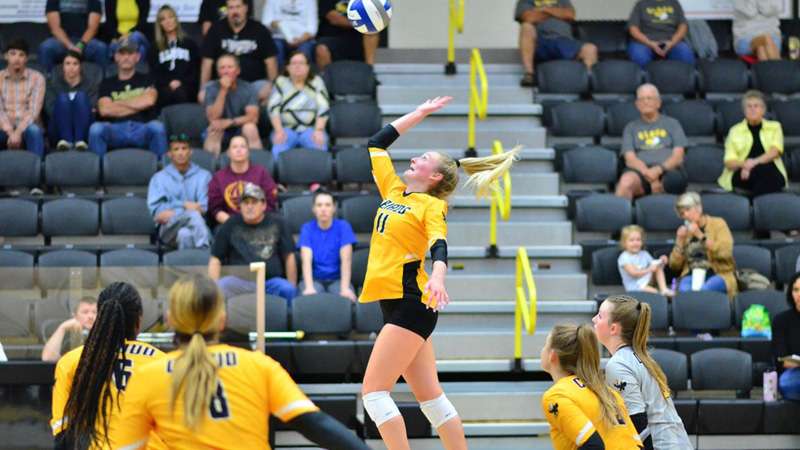 <b>Kenzie Cooper had eight kills and two of Cloud County's 14 service aces in a sweep of Pratt on Saturday.</b> Photo by Jessica LeDuc courtesy <a href="http://cloudtbirds.com">cloudtbirds.com</a>