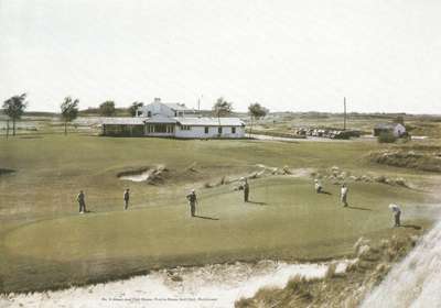 Prairie Dunes Golf Course - #9 Green &amp; Clubhouse - c. 1940. Photo courtesy of Steve Harmon.