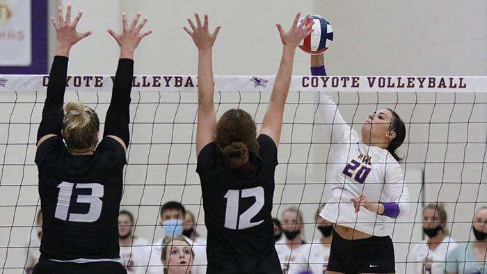 KWU's Maddy Beckett, right. Photo courtesy <a href="http://kwucoyotes.com">kwucoyotes.com</a>