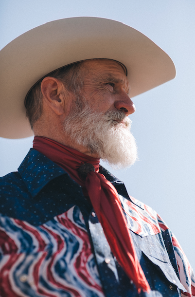 Poet wears a cowboy hat