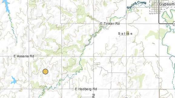 <b>The 3:27 a.m. Tuesday, 2.0 magnitude quake. </b>Maps courtesy Kansas Geological Survey