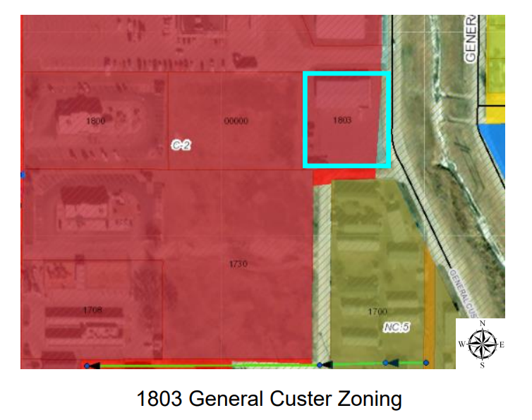 The proposed location of the new cell tower is located in C-2 Commercial General District. (City of Hays) 