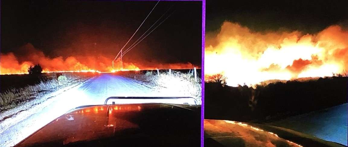 Ellis County wildfires the night of Dec. 15, 2021 (Courtesy Ellis County Rural Fire Dept.)&nbsp;&nbsp;