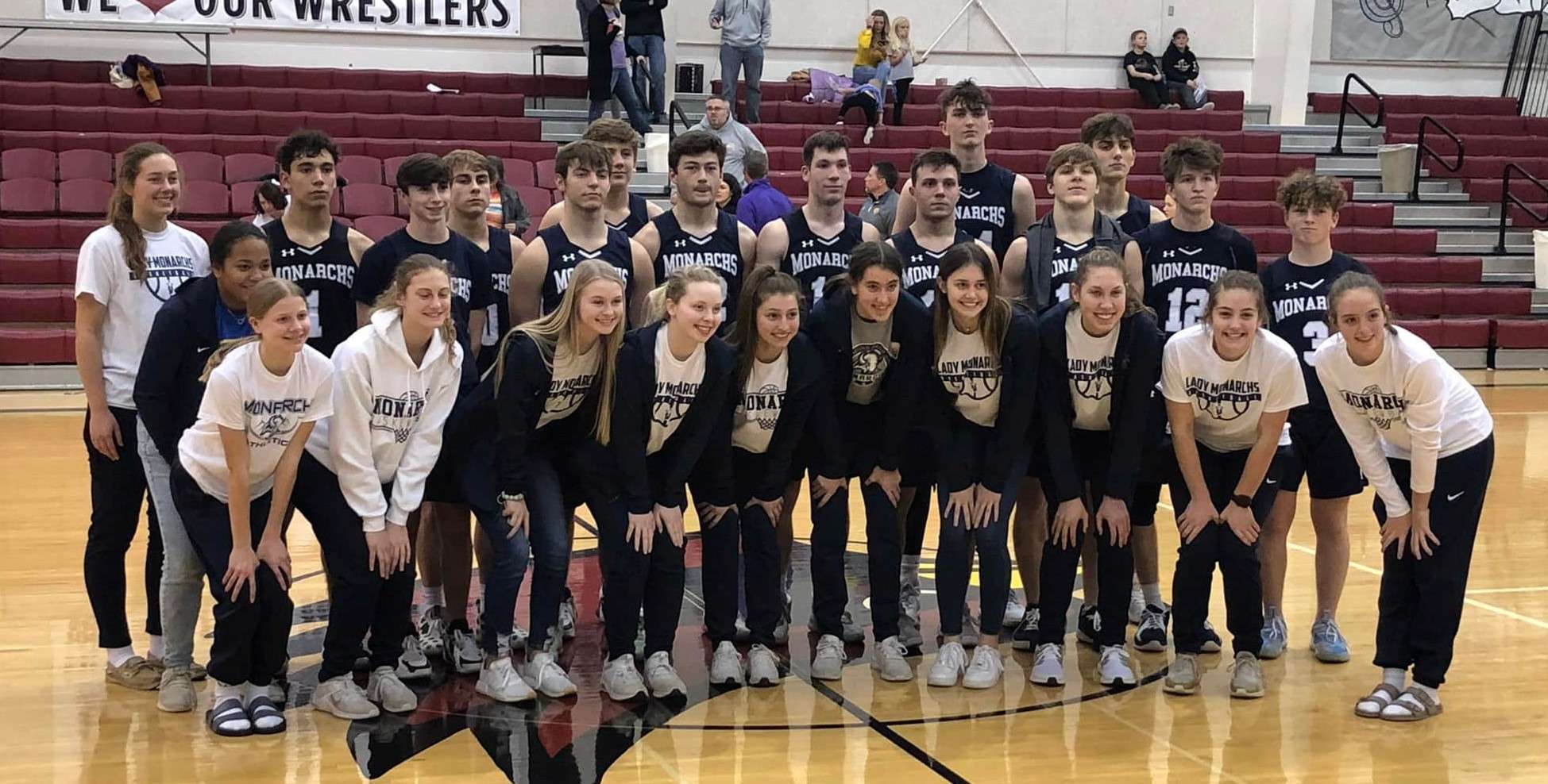 The TMP-Marian Monarchs girls and boys basketball teams clinched the 2022 MCL tournament championships Saturday in Plainville - courtesy TMP Athletics