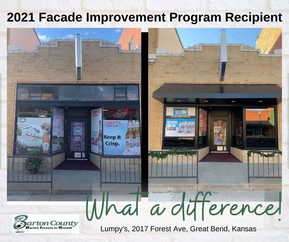 Lumpy's Bar &amp; Grill, 2017 Forest Avenue, received improvements to its exterior with help from the facade improvement grant program through Barton County.