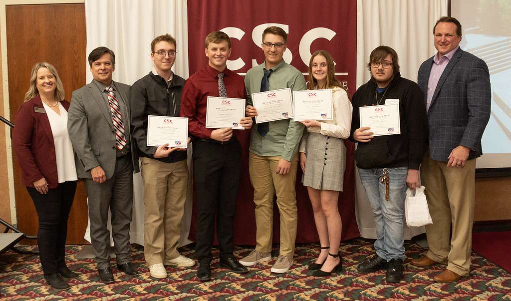 Top Personal Finance contestants in the Chadron State College and NCEE Best of the West Invitational Jan. 26, 2022, at the CSC Student Center. 1, Aiden Zarro of Alliance; 2, Gabe Varvel of Hay Springs; 3, Carver Hauptman of Alliance; 4, Carlye Kresl of Hemingford; 5, Armani Koltz of Valentine.(Photo by Tena L. Cook/Chadron State College)