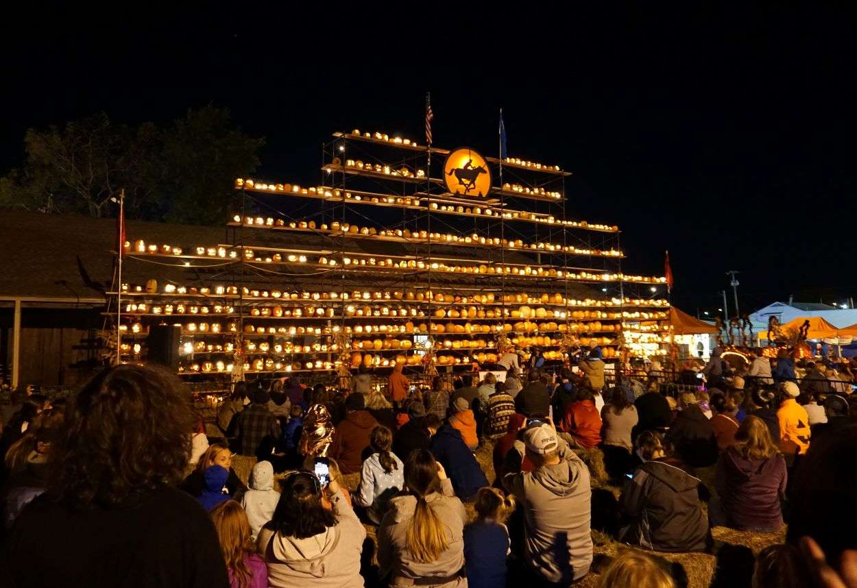 The popular pumpkin mountain is lit up during Pumpkinfest in downtown St. Joseph. Pumpkinfest returns this weekend for its 26th year/ File photo