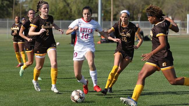 Julie De Souza had a goal and an assist to lead the No. 19-ranked Blue Dragon women's soccer team to a 3-1 victory over Garden City on Saturday at the Salthawk Sports Complex. (Billy Watson/Blue Dragon Sports Information).