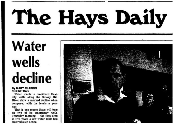 This edition of the Hays Daily News from late 1991 captures the early stages of the water crisis that hit town as its wells ran low. NewspaperArchive