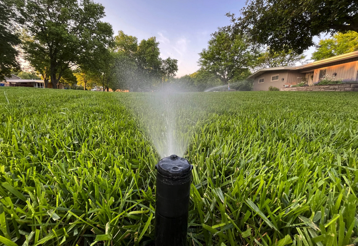 Sprinklers like this one aren't a common sight in Hays, especially during the summer months when outdoor watering is limited to morning and night. David Condos / Kansas News Service