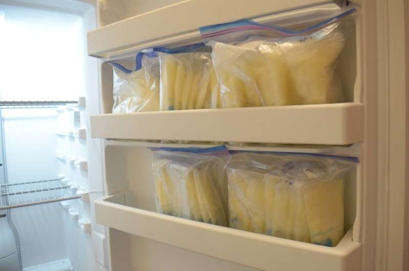 <b>Bags of breast milk are kept frozen at a constant temperature inside the Salina Regional Health Center Breast Milk Depot freezer.</b> Photos courtesy Salina Regional Health Center