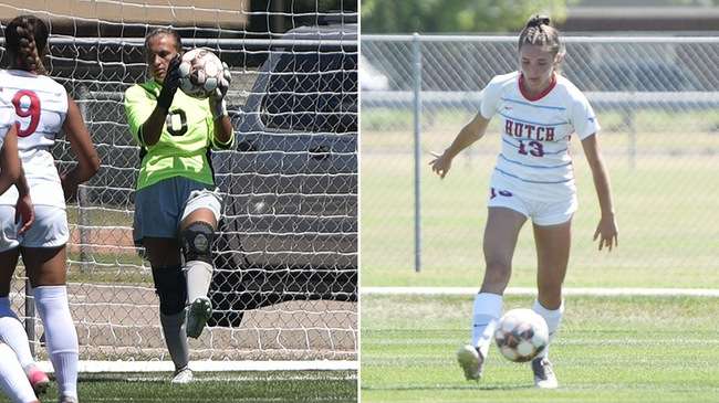 Madison Quarles (left) was named the KJCCC Women's Division I Soccer Goalkeeper of the Week. Hadlie Lowe (right) was named the league's Player of the Week.<br>