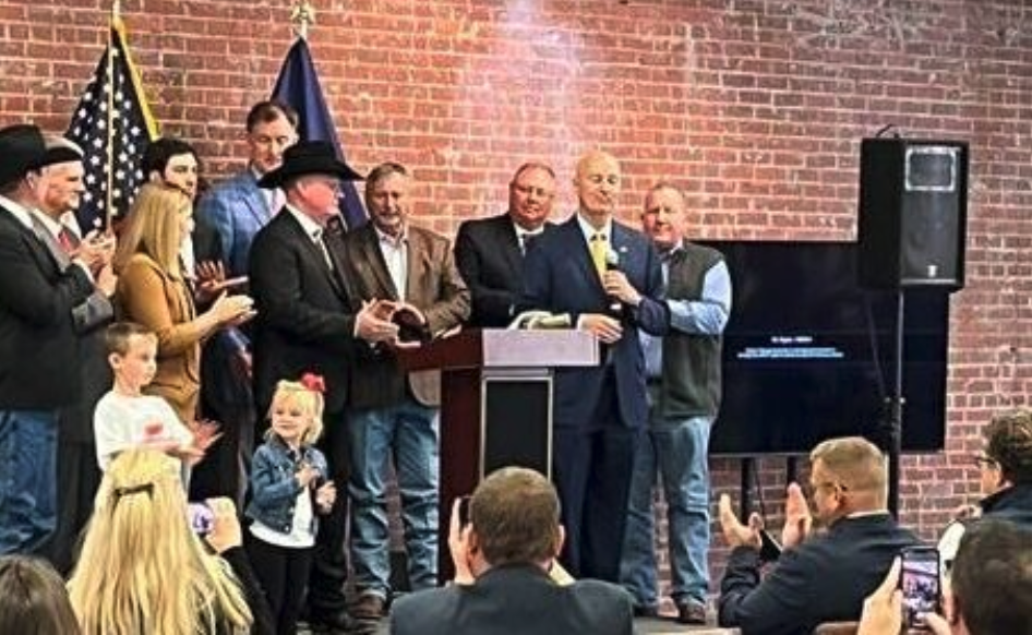 Gov. Pete Ricketts joined investors in Sustainable Beef for a ceremonial ground-breaking of their beef processing facility in North Platte. (Courtesy of the Governor’s Office)